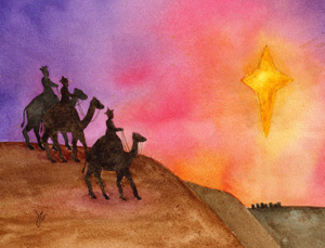 Wisemen Journey Watercolor Painting - Revised Study