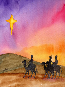 Wisemen Journey Watercolor Painting - Initial Study