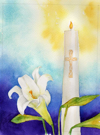 Easter Candle Watercolor Painting - Intial Study