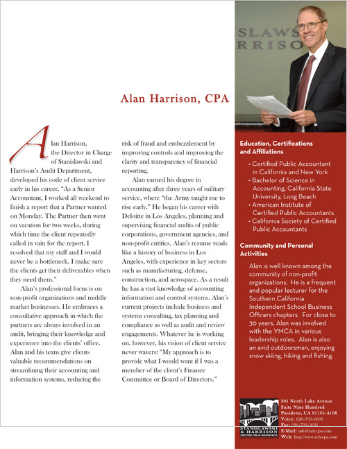 Stanislawski & Harrison Partner Biography Marketing Sheet