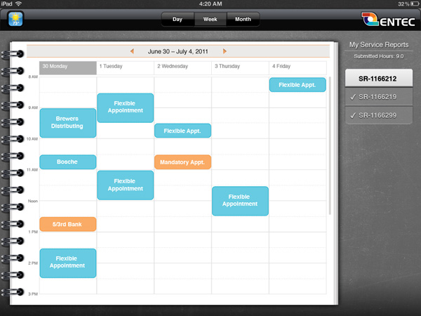 Entec iPad Service Report App