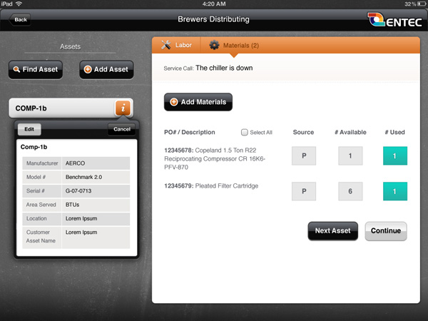 Entec Service Report iPad App