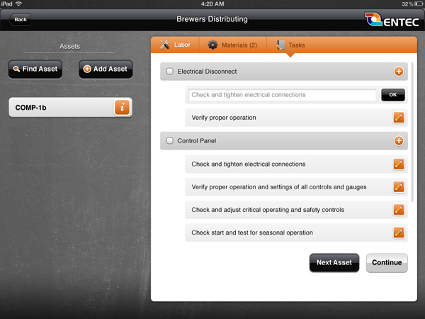 Entec Service Report iPad App