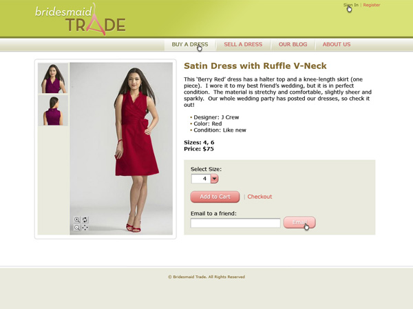 Bridesmaid Trade Product Page